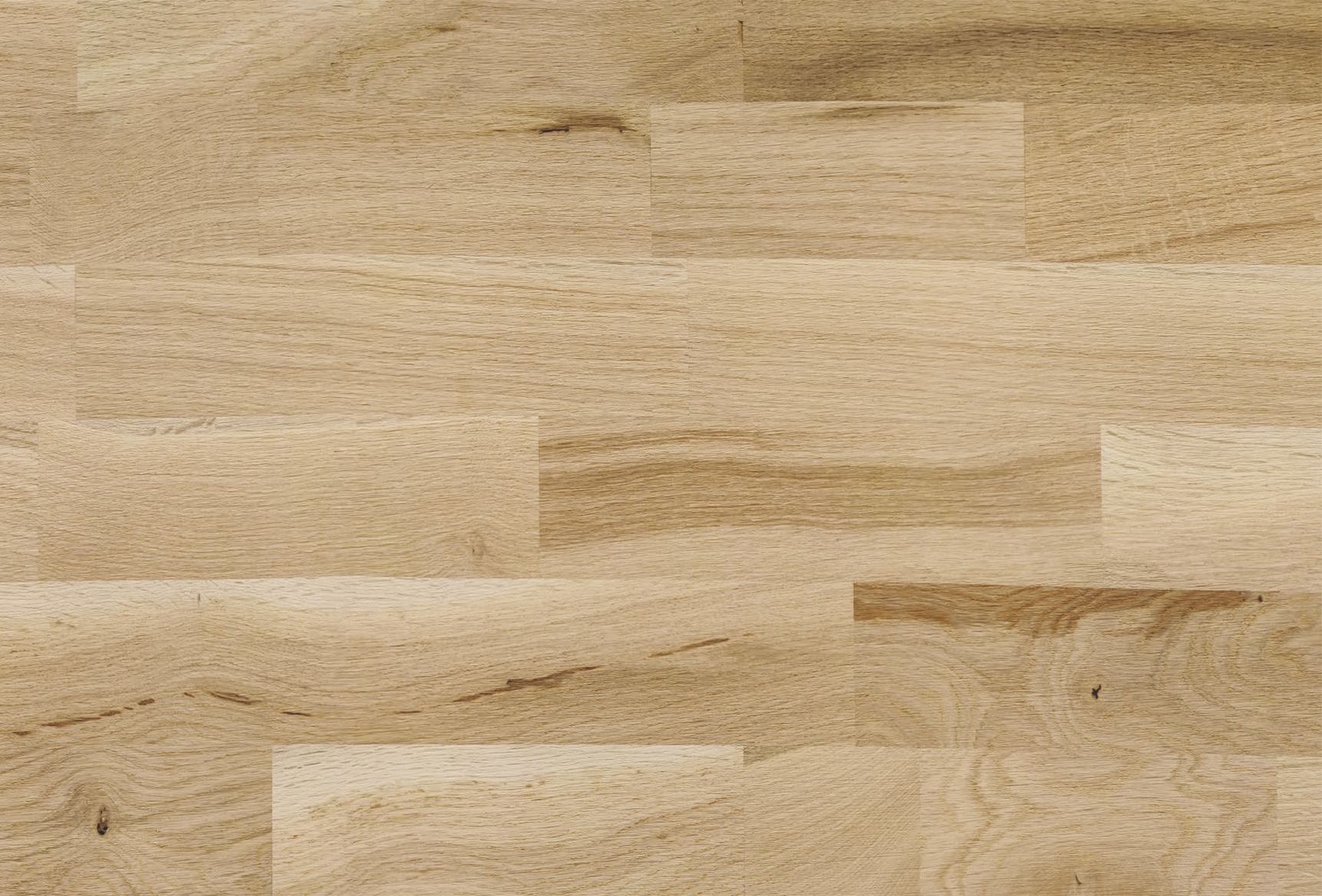 Imagen de un panel de madera de roble estratificado con ensamblaje a espigas y mortajas etiquetado "Essential", mostrando un patrón de bloques sencillo con un grosor de 30 y 38 mm.